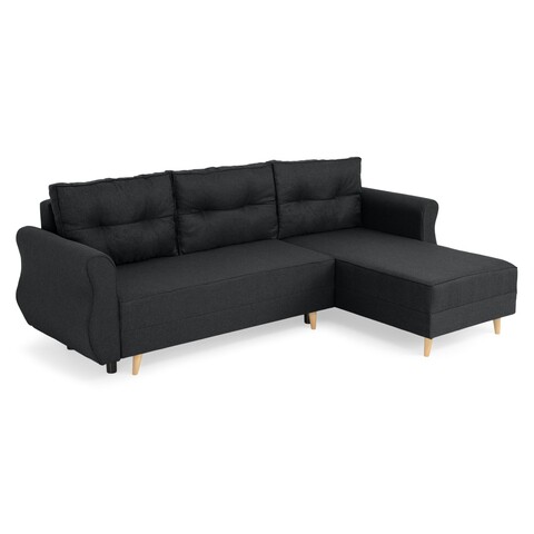 Coltar extensibil cu lada si sezlong interschimbabil, Lecce, L.230 l.76/140 H.90, stofa, gri inchis