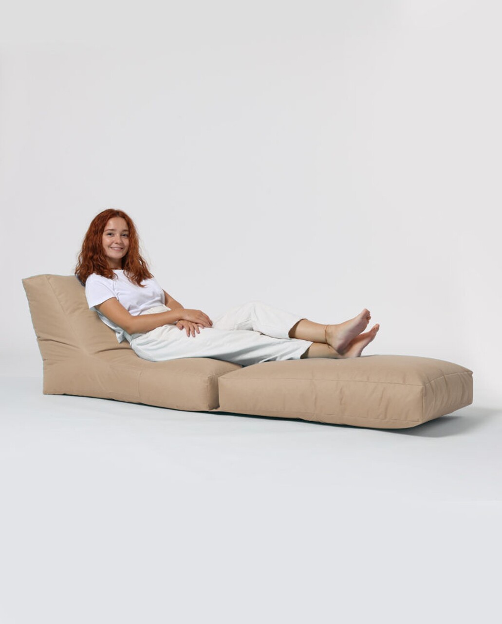 Fotoliu Extensibil, Siesta, Ferndale Bean Bag, 55 - 180 Cm, Poliester Impermeabil, Bej Nurca