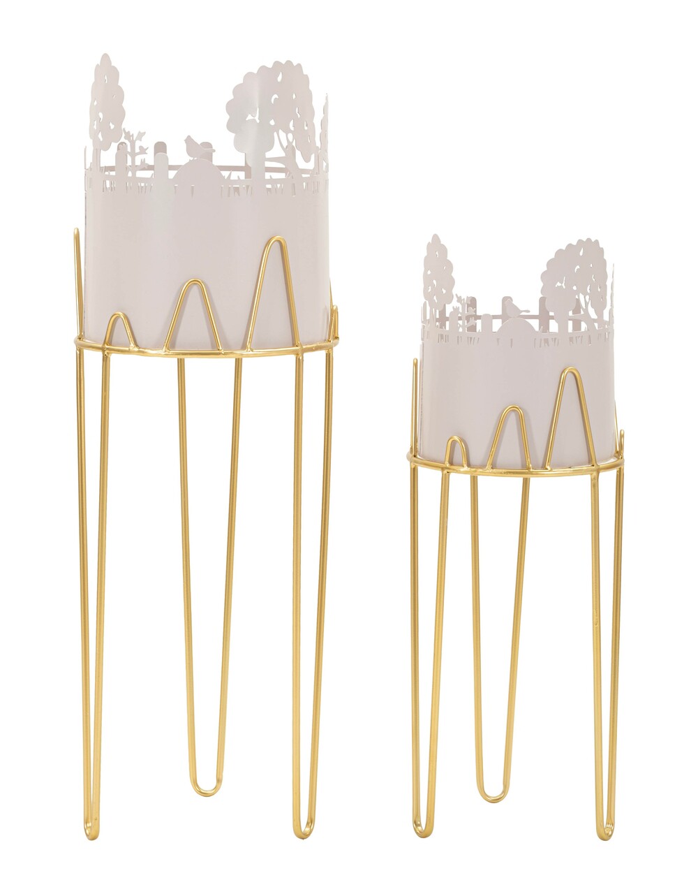 Set 2 suporturi pentru ghivece, Mauro Ferretti, Tree, 27x27x79 cm, metal, gri/auriu - imagine 5