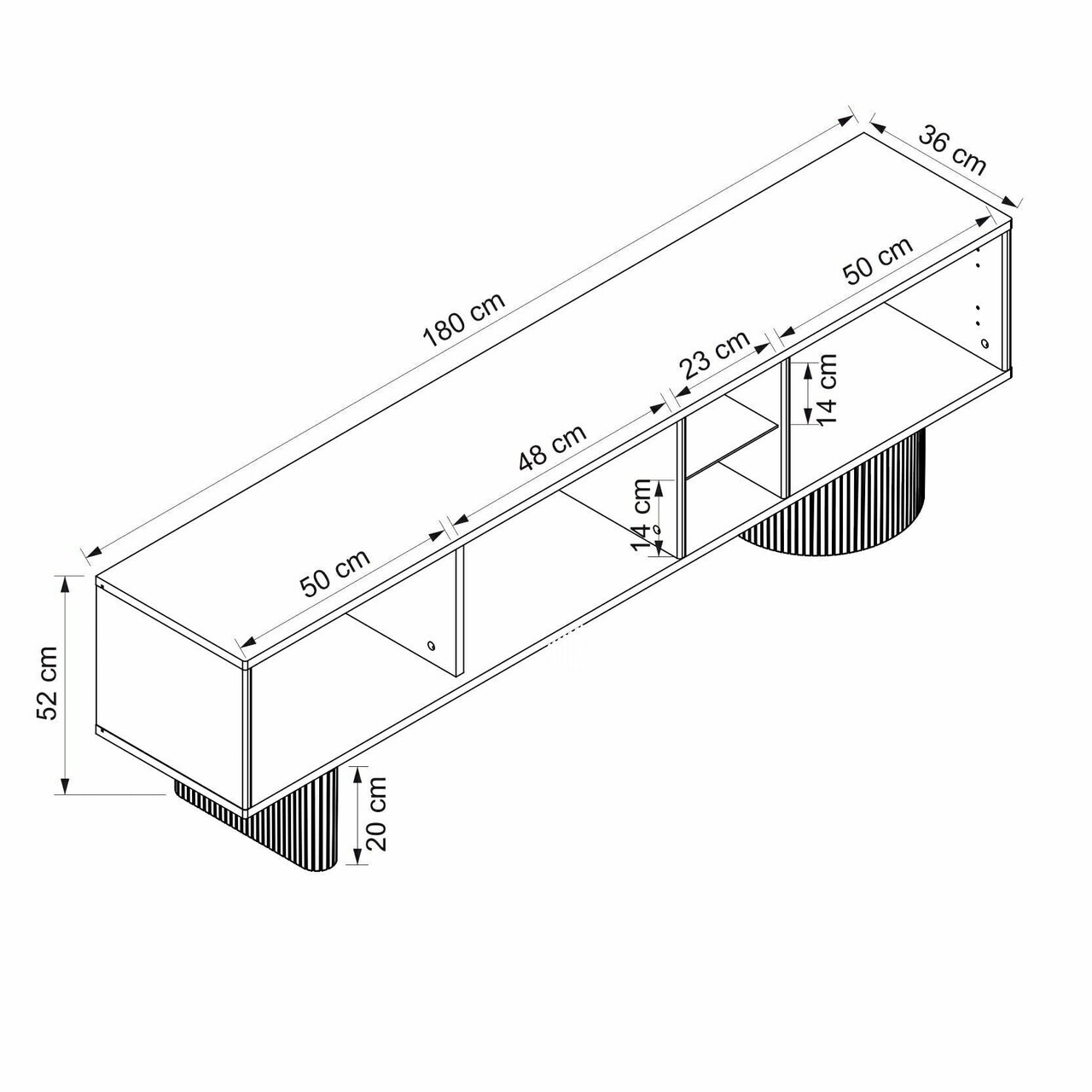 Comoda TV, Hanah Home, Valento, 180x52x36 cm, Piatră Lunii / Travertin — imaginea 6