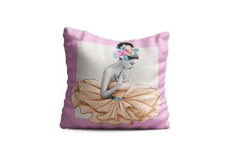 Perna decorativa ballerina w flower, oyo kids, 43x43 cm, poliester, multicolor