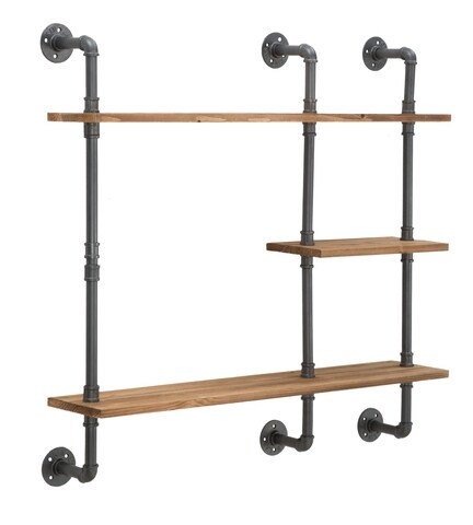 Raft de perete Manhattan, Mauro Ferretti, 100x23x98 cm, lemn de brad, gri inchis Mobilier si saltele