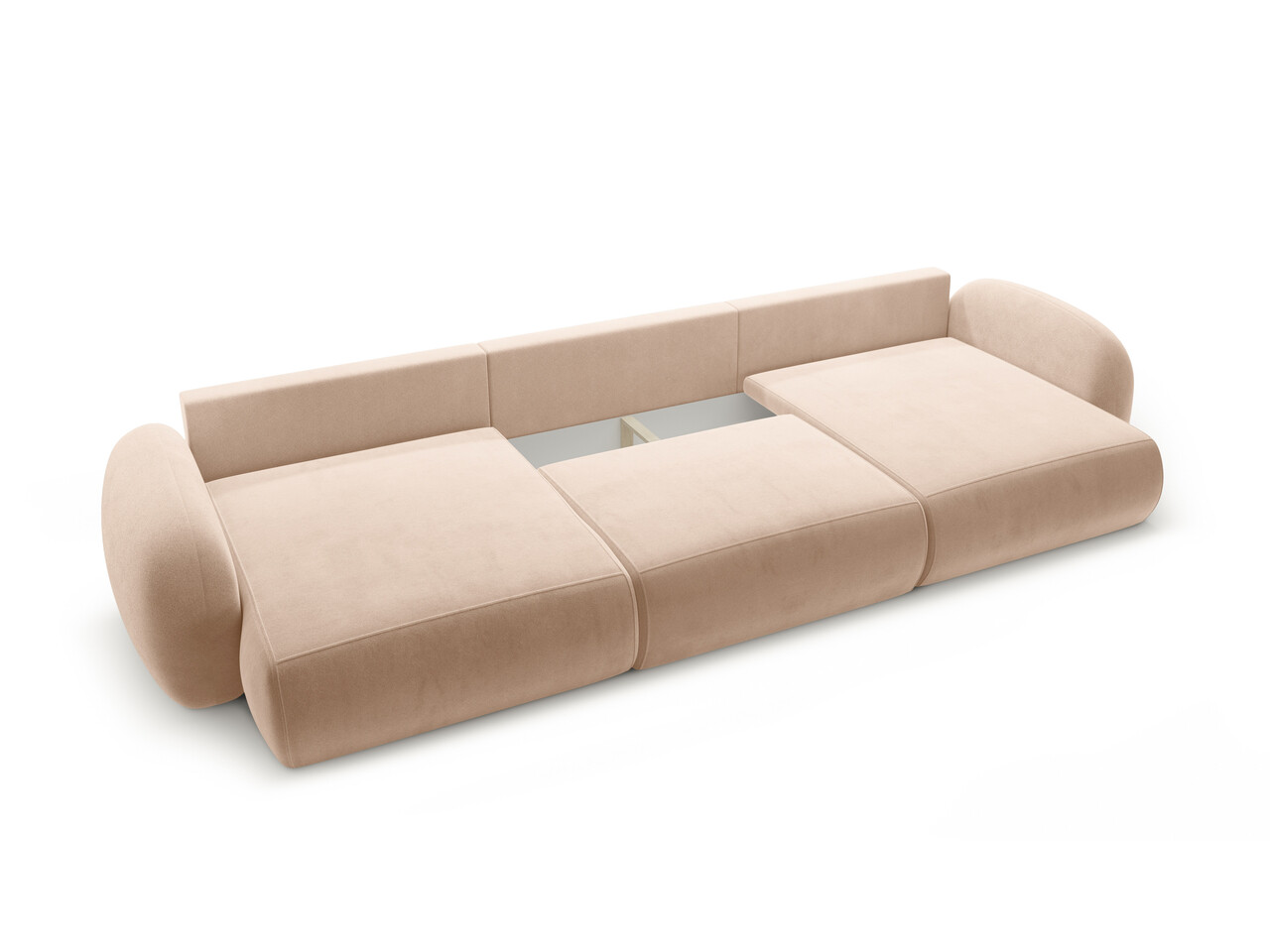 Coltar panoramic extensibil 5 locuri, Tonale, Cosmopolitan Design, 362x149x88 cm, catifea, bej migdala