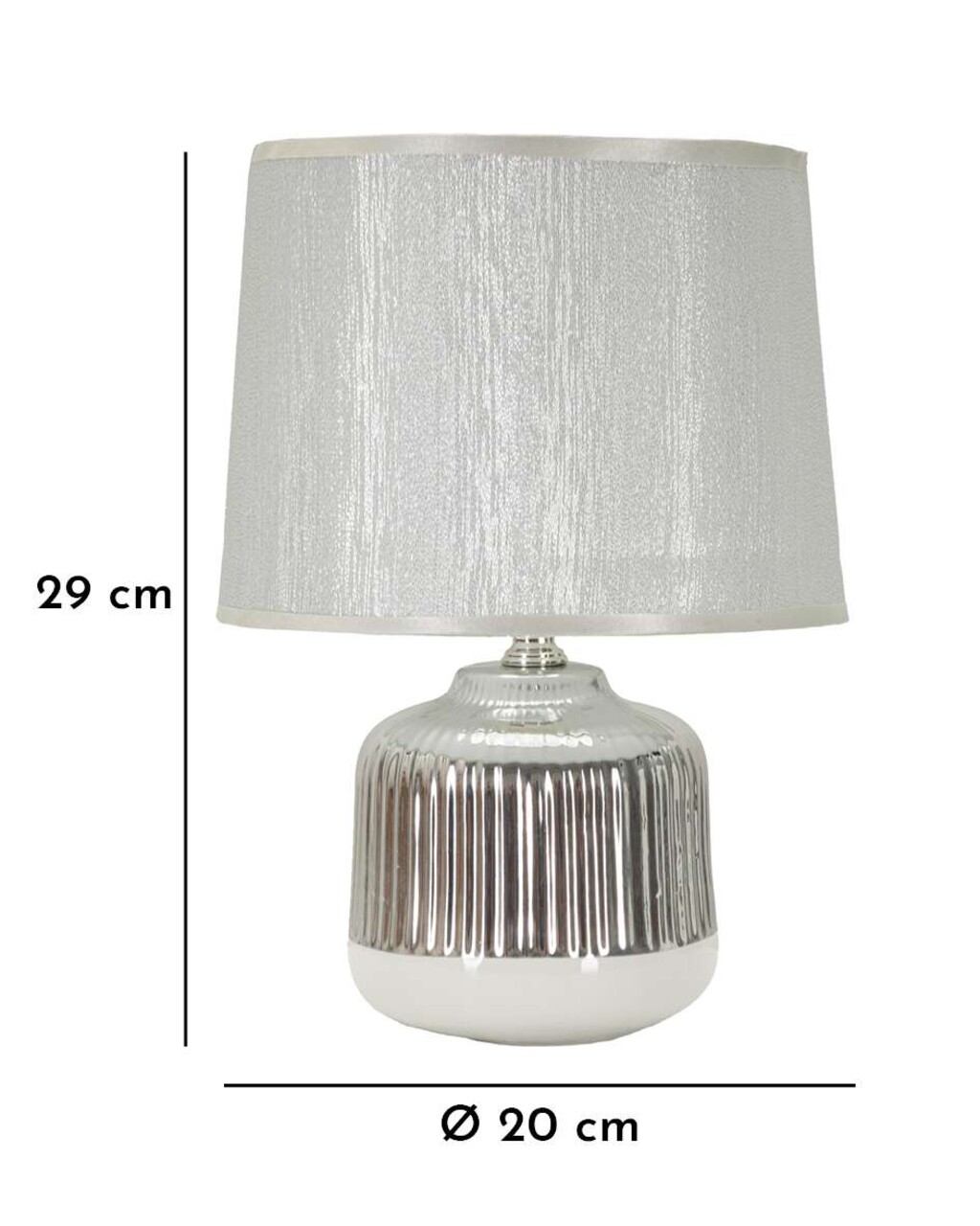 Lampa de masa Lucina, Mauro Ferretti, 1 x E14, 40W, 20x29 cm, ceramica/fier, alb/argintiu