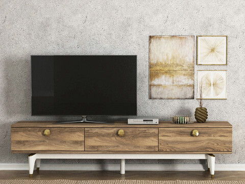Comoda TV, Tera Home, Buse (TV Sehpası), PAL, Nuc / Alb alb