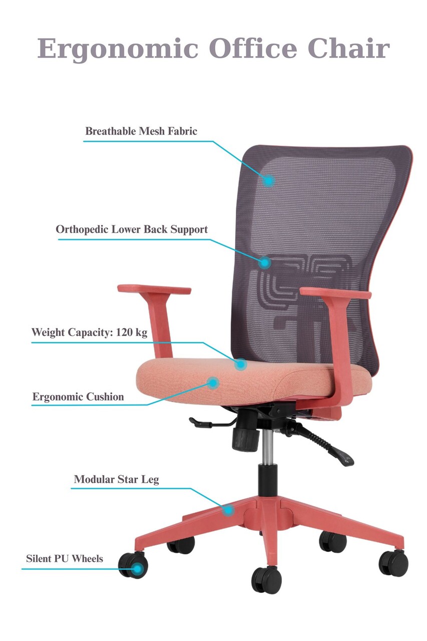 Set scaune de birou (2 piese), Hanah Home, Lumbar 108, Plastic, Roz somon - view 6
