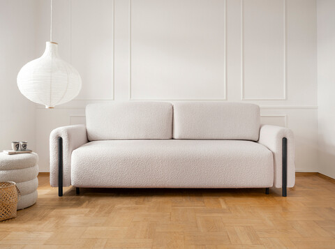Canapea extensibila 3 locuri, ELTAP, SO-ARC-BL-18JAF, Arcadova, 244x97x97 cm, lemn/poliester, bej/negru