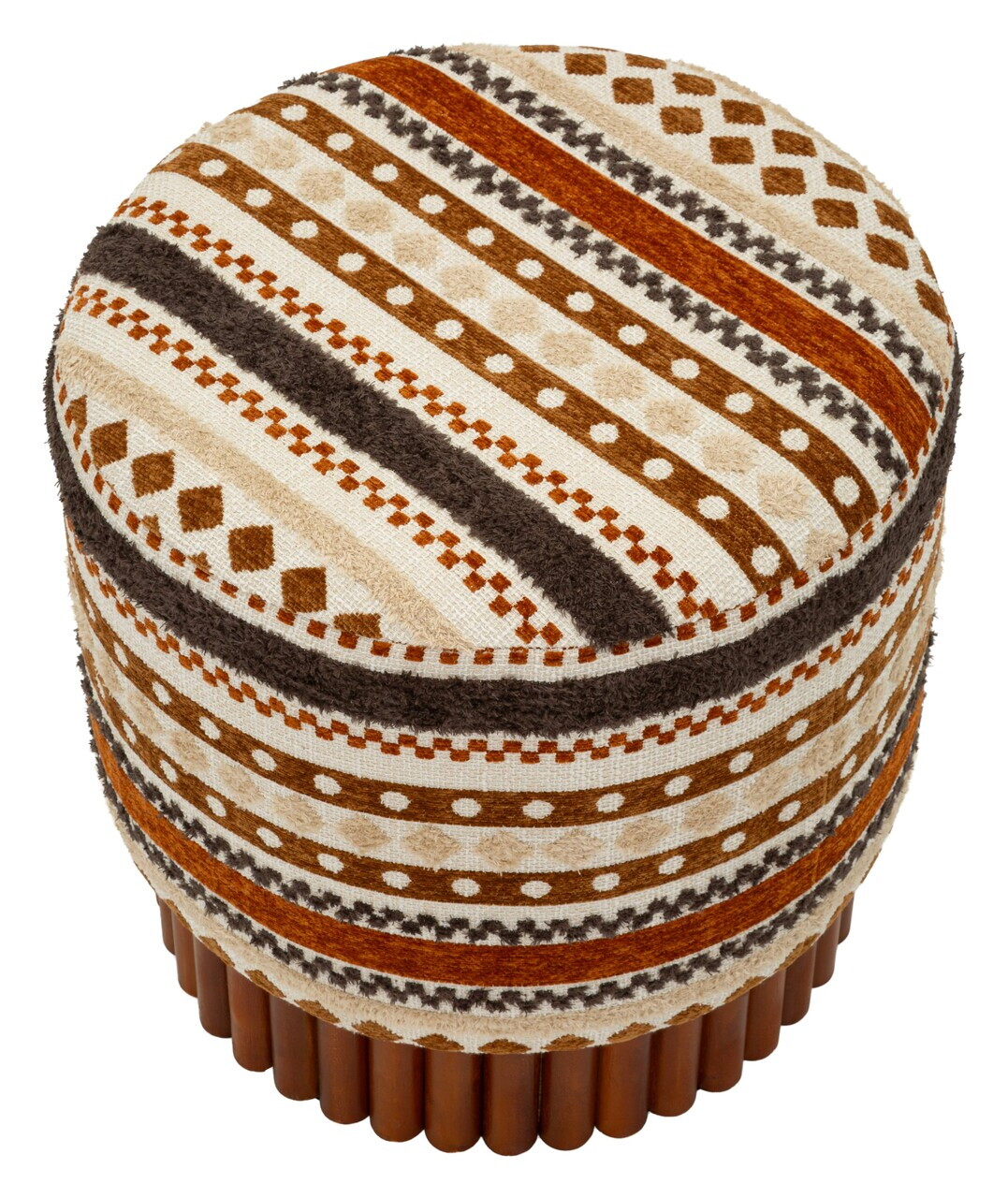 Taburet, Mauro Ferretti, Ethnic, 40x40 cm, poliester/lemn masiv, multicolor — imaginea 8