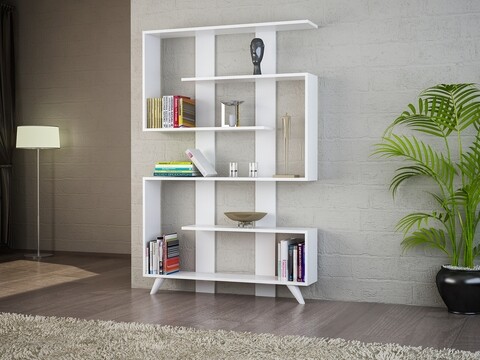 Biblioteca Rain, Woody Fashion, 120x20x162 cm, alb 120x20x162