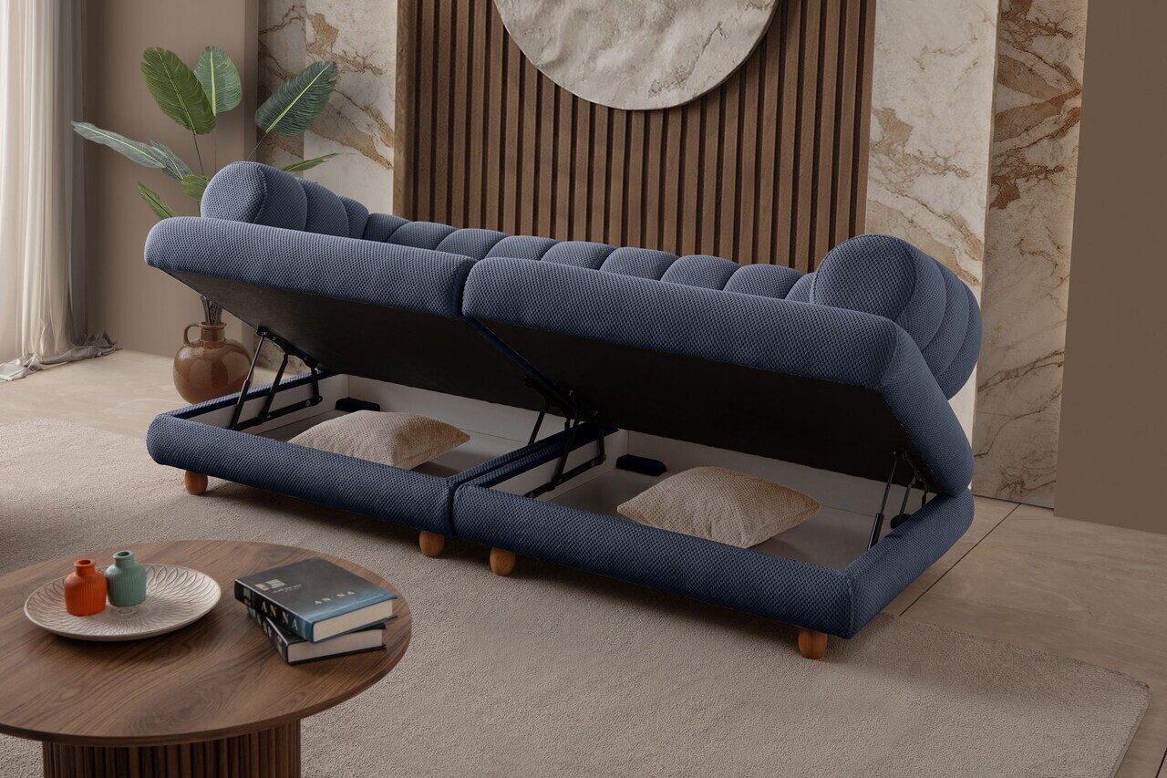 Canapea 3 locuri, Atelier del Sofa, 752EST1161, Lemn de carpen/PAL melaminat, Albastru navy - view 4