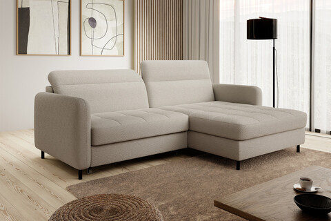 Coltar extensibil dreapta 3 locuri ELTAP, RT-18ROY, Gomsi, 228x165x100 cm, lemn/poliester, bej deschis