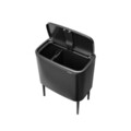 Cos de gunoi cu soft touch, Brabantia, Bo Touch, 11+23 L, 31.2x54x68 cm, otel, gri inchis