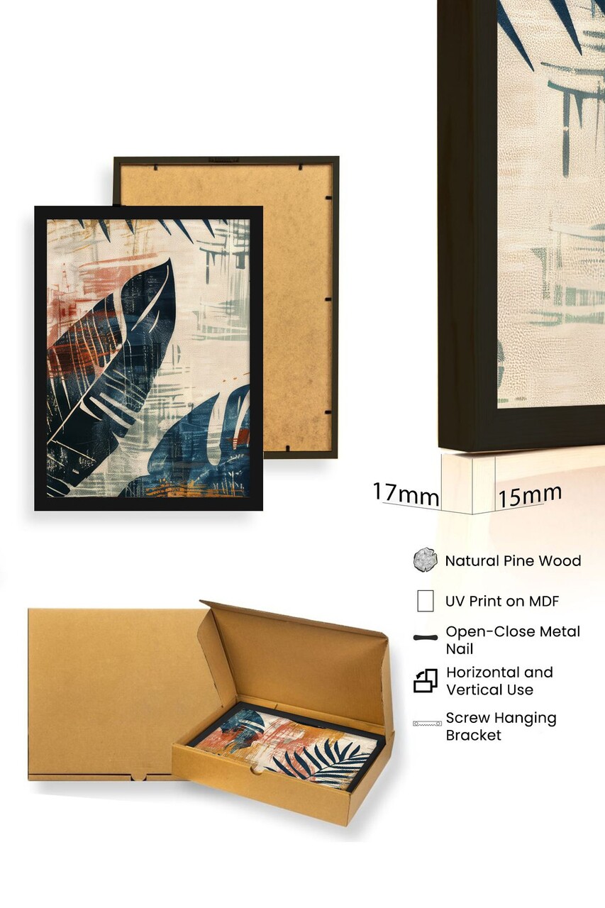 Set 3 tablouri decorative, Huhu468S, Cadru: 100% LEMN MASIV (Grosime: 2,5 cm), Multicolor - view 4