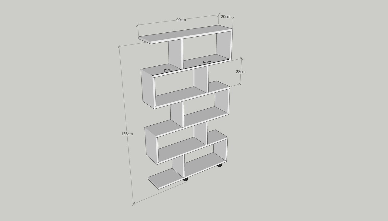 Biblioteca Elif, Kalune Design, 90x20x156 cm, maro