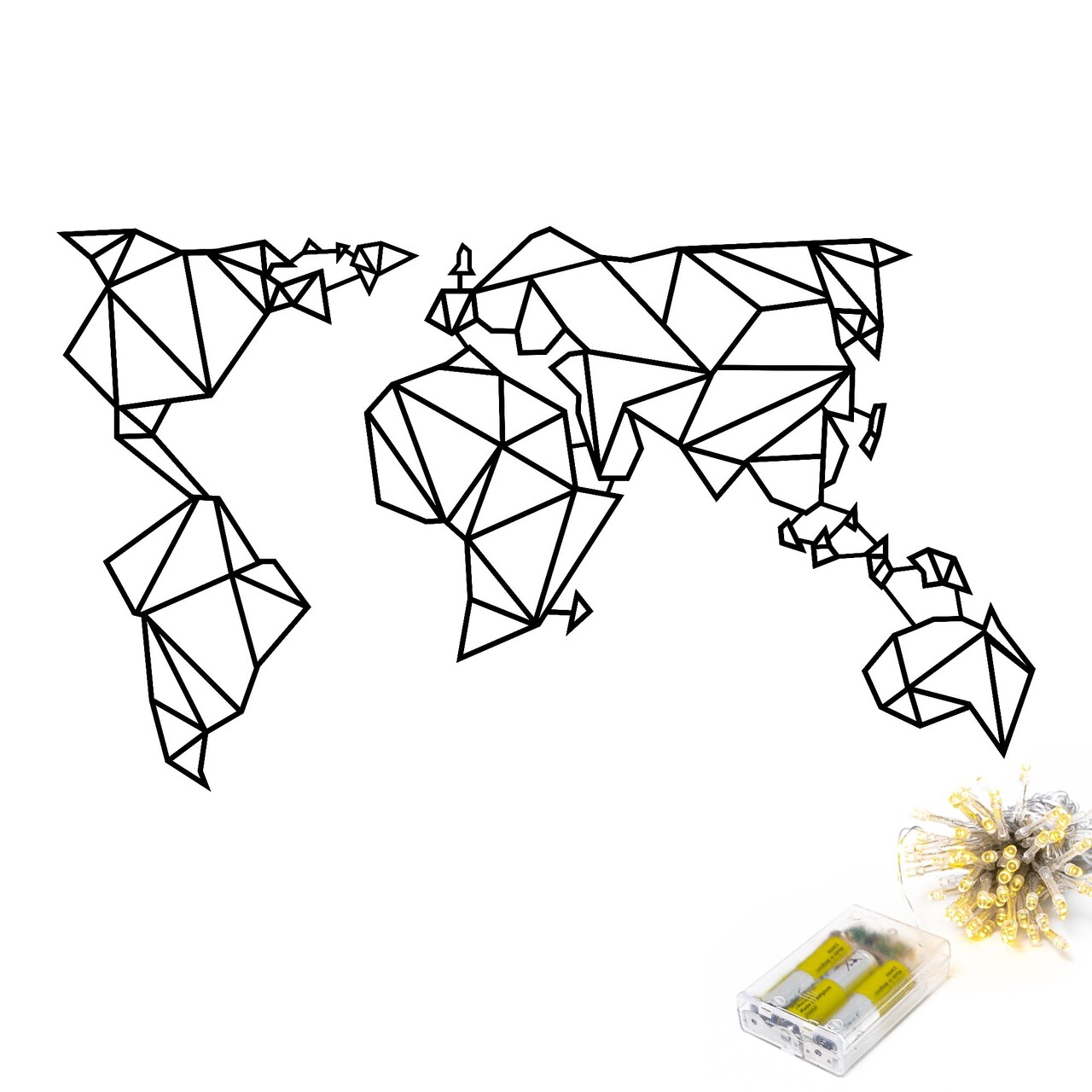 Decoratiune de perete, World Map Led 010, Dimensiune: 58 x 100 cm, Negru - view 5