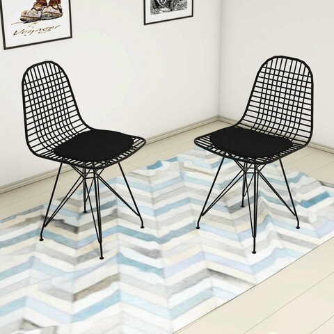 Set 2 scaune Kafes, Puqa Design, 45x42x80 cm, negru 45x42x80