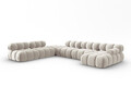 Coltar panoramic modular stanga 7 locuri, Bellis-51, Micadoni Home, 376x282x70 cm, catifea, bej inchis