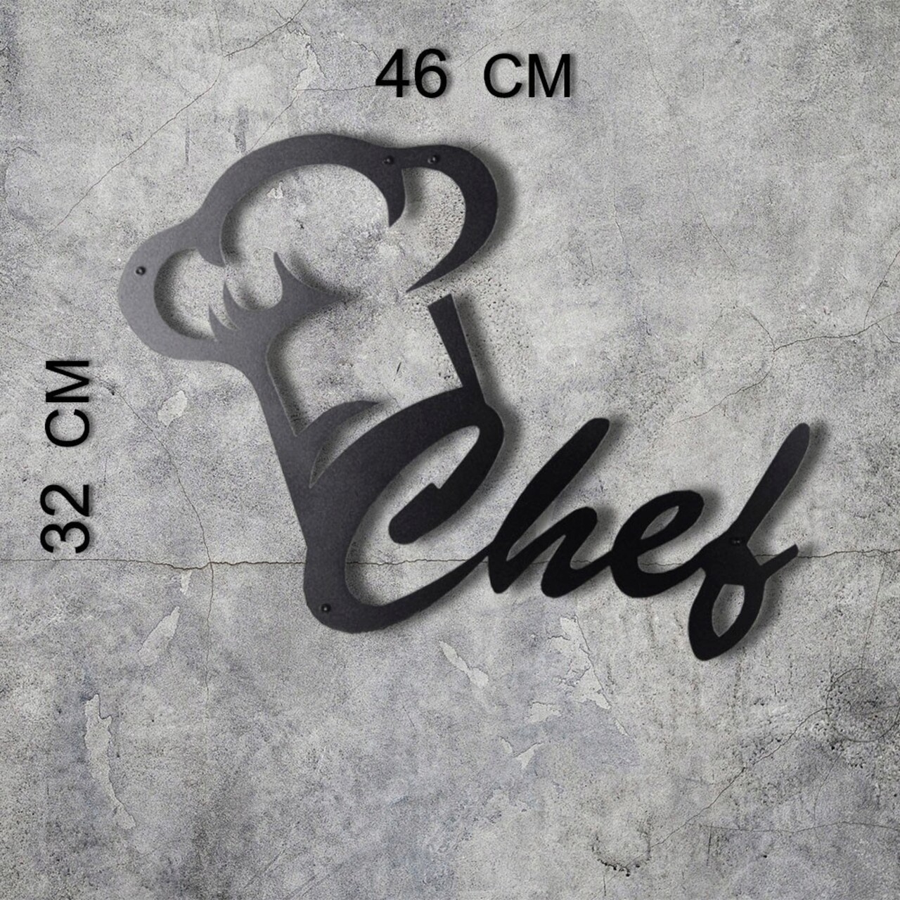 Decoratiune de perete, Chef, Metal, Dimensiune: 32 x 46 cm, Negru - 2 | YEO
