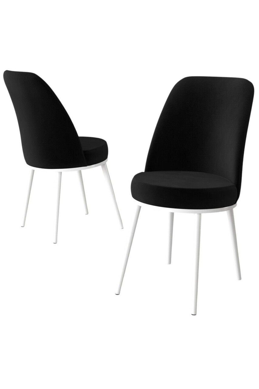 Set scaune 2 piese, Hanah Home, Jaxe, Alb/Negru — imaginea 2