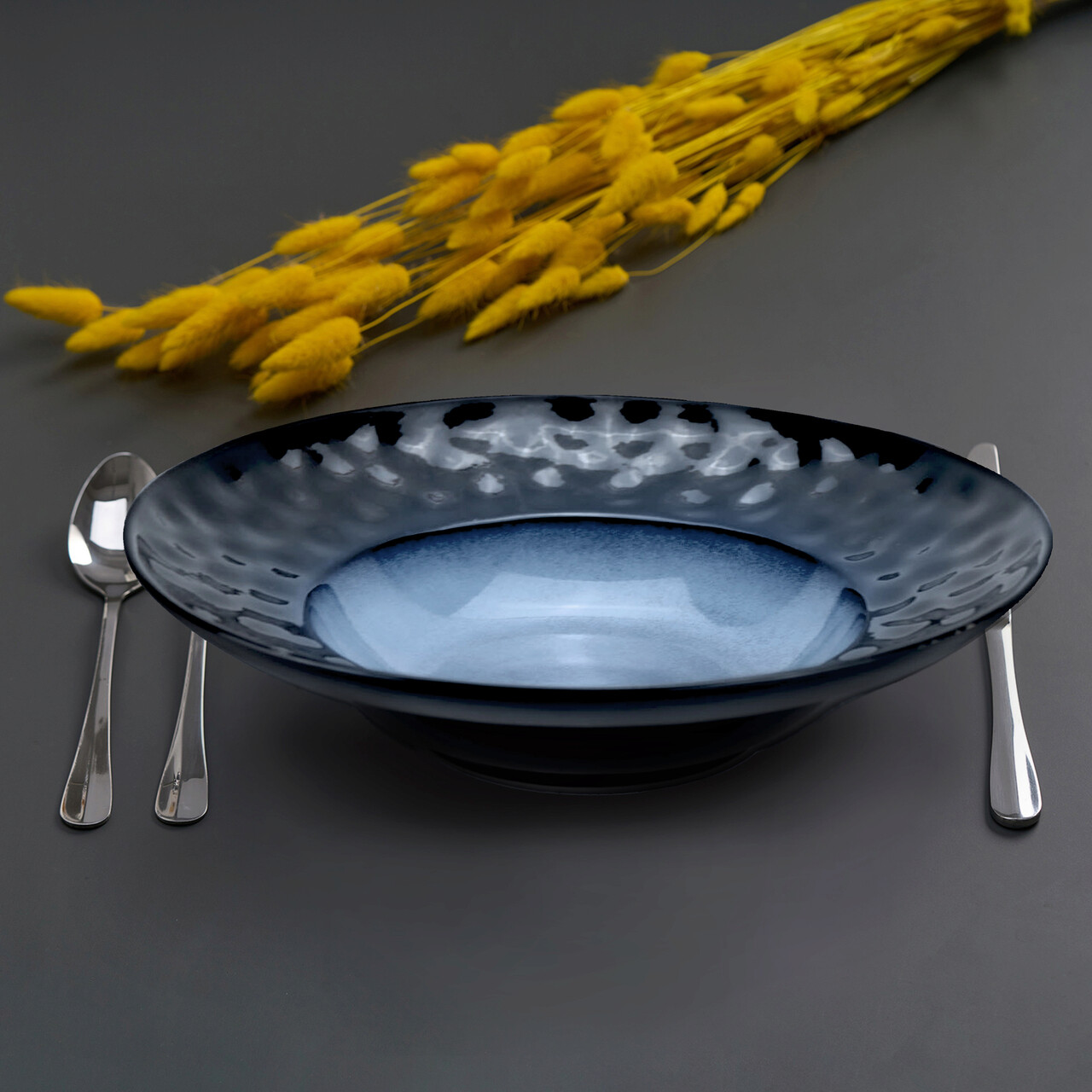 Set 4 farfurii adanci Art of Dining, 30.5 cm, ceramica, albastru/negru