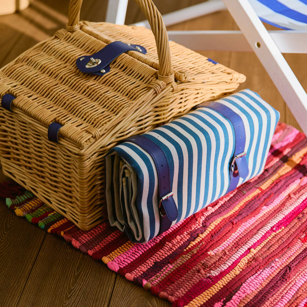 Cos de picnic 4 persoane Orlando, Homla, 40x28x20 cm, rachita/inox, natur