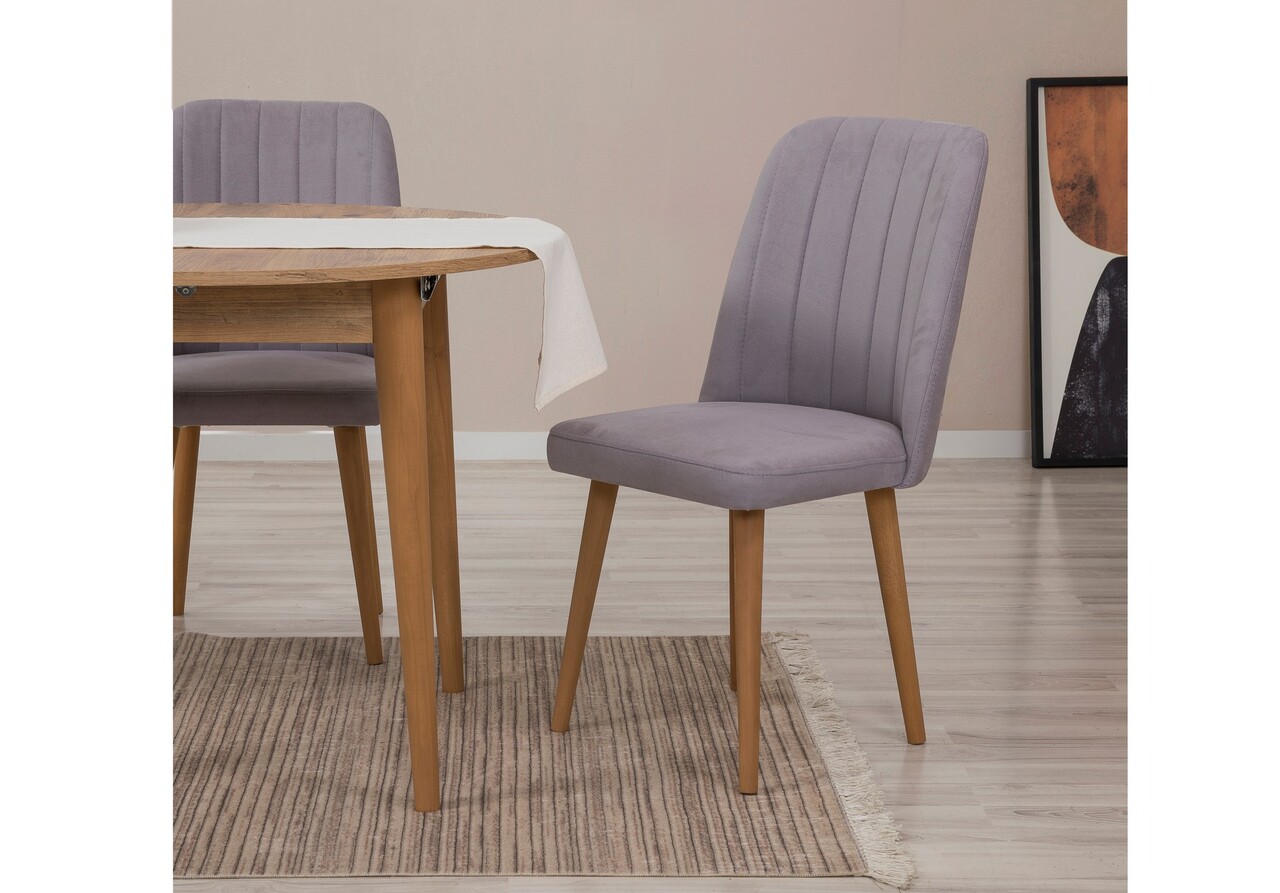 Set masa extensibila si scaune, 3 piese, Hanah Home, Vina 0701, Pin Atlantic / Gri - imagine 2