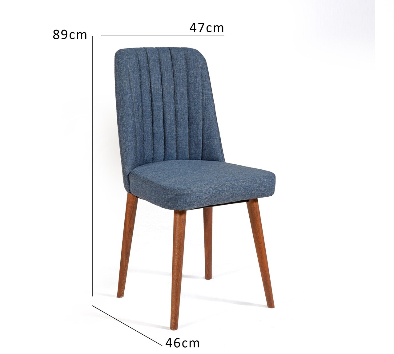Scaun, Hanah Home, Vina 1048, 47x89x46 cm, Nuc / Albastru închis - imagine 5