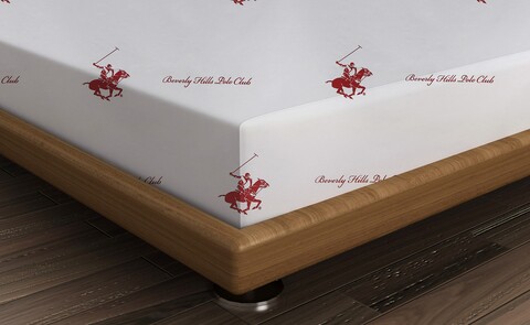 Cearceaf de pat cu elastic, 130×200 cm, 100% bumbac ranforce, Beverly Hills Polo Club, BHPC 004, rosu