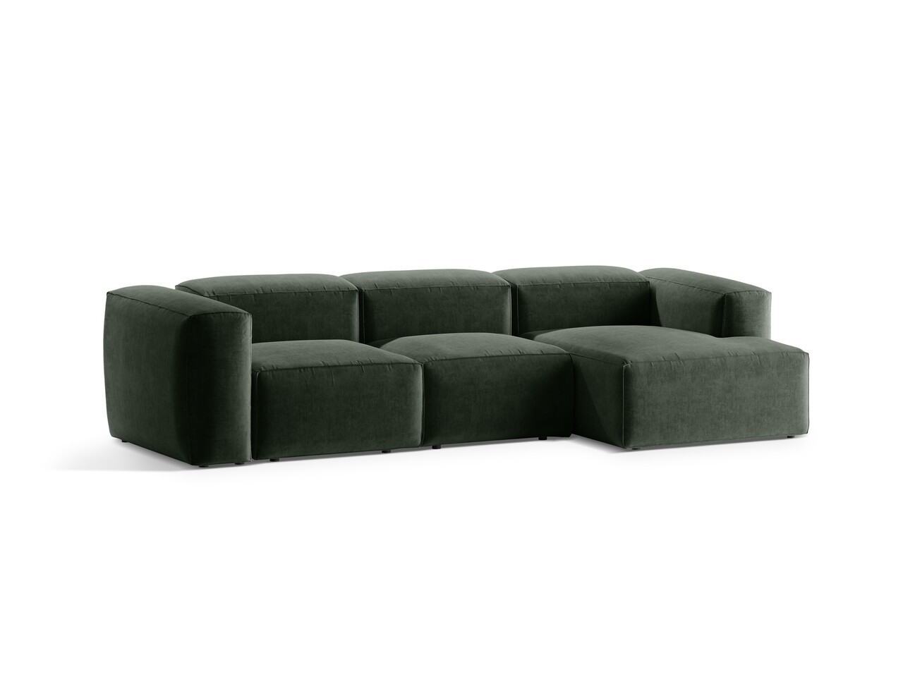 Coltar dreapta 3 locuri, Bergamo, Cosmopolitan Design, 304x152x70 cm, tesatura structurata, verde muschi - 1 | YEO