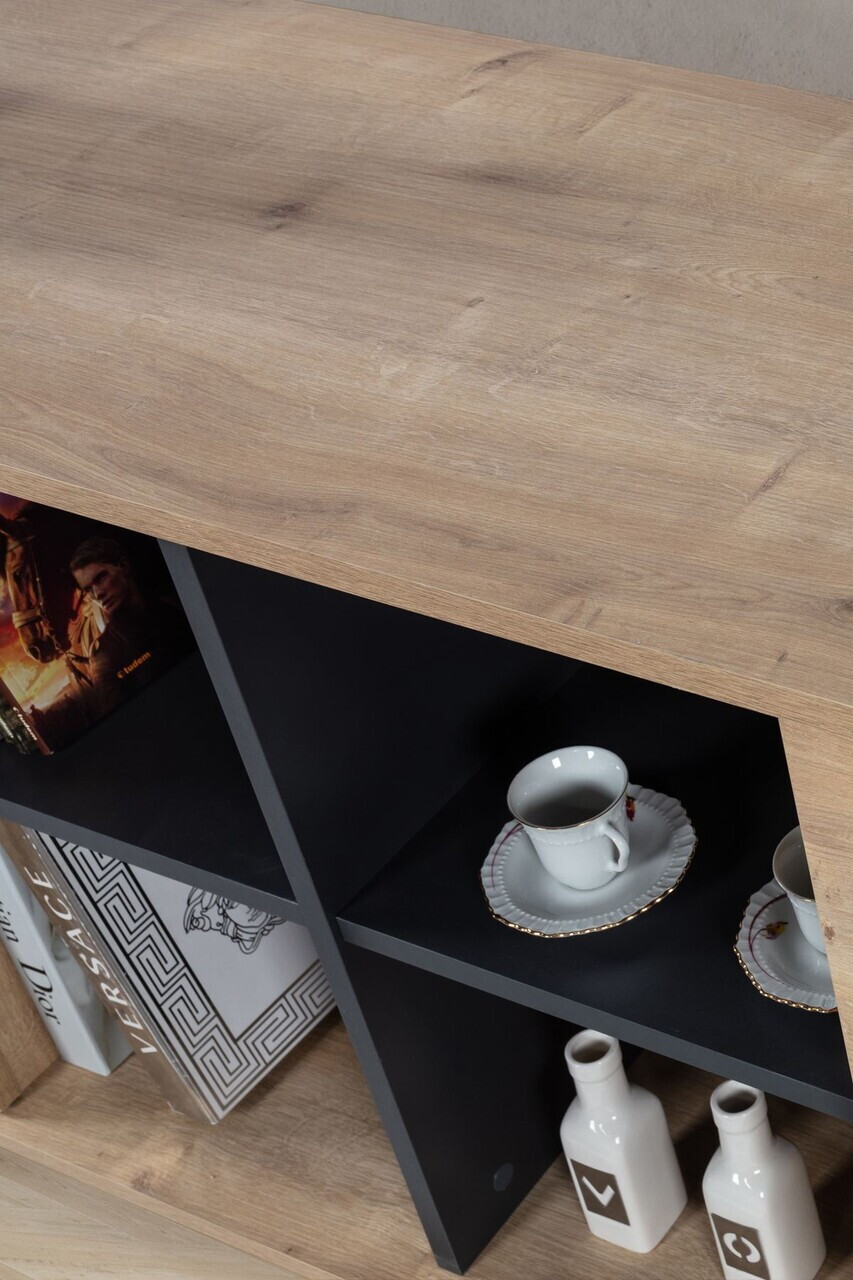 Consola, Hanah Home, Sina 4619, 160x82x44 cm, PAL, Stejar safir / Antracit — imaginea 5