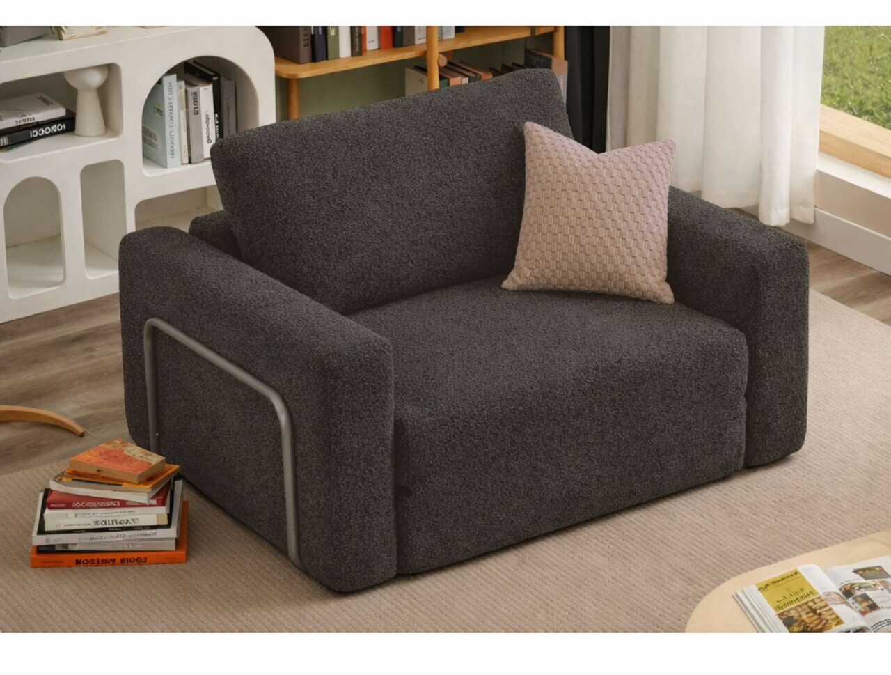 Fotoliu extensibil Atelier del Sofa 118FVL1101 MATERIAL TEXTIL BOUCLETTE Antracit