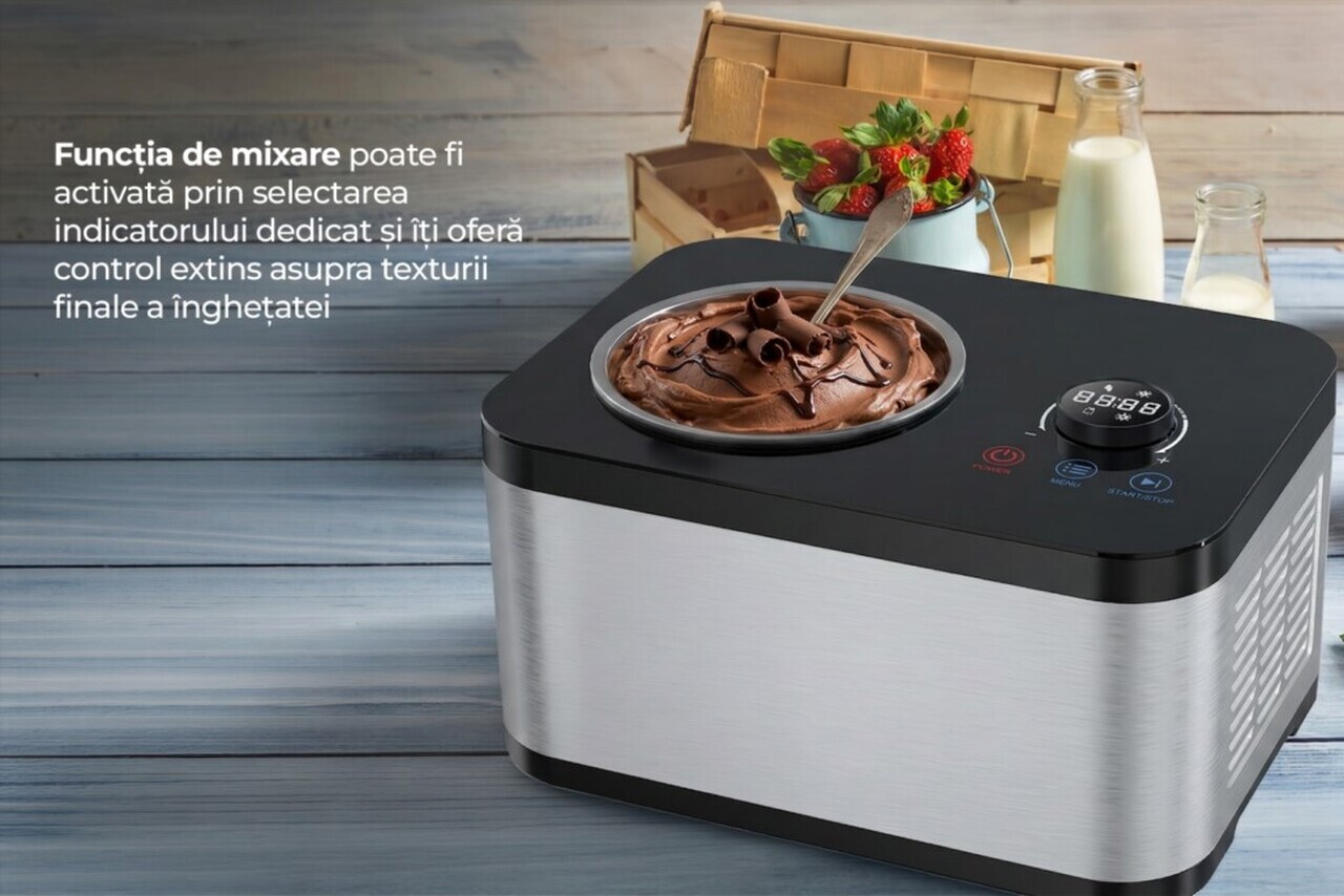 Masina inghetata SweetFreeze, Heinner, 120W, 1.5L, argintiu/negru - view 7