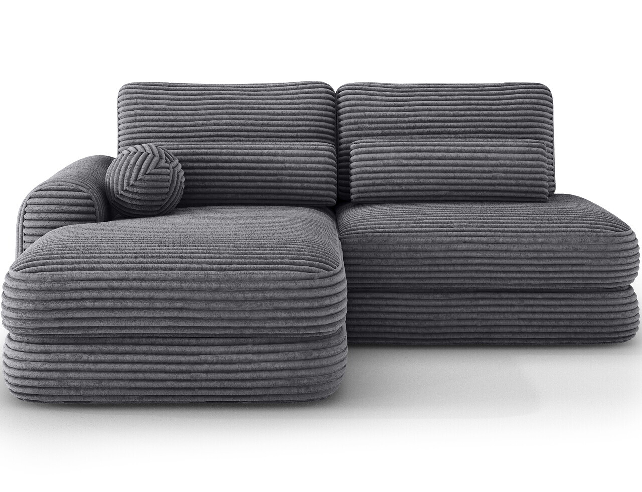 Coltar extensibil stanga 3 locuri ELTAP, Ripeli, 217x175x96 cm, lemn/catifea din poliester, gri inchis — imaginea 4