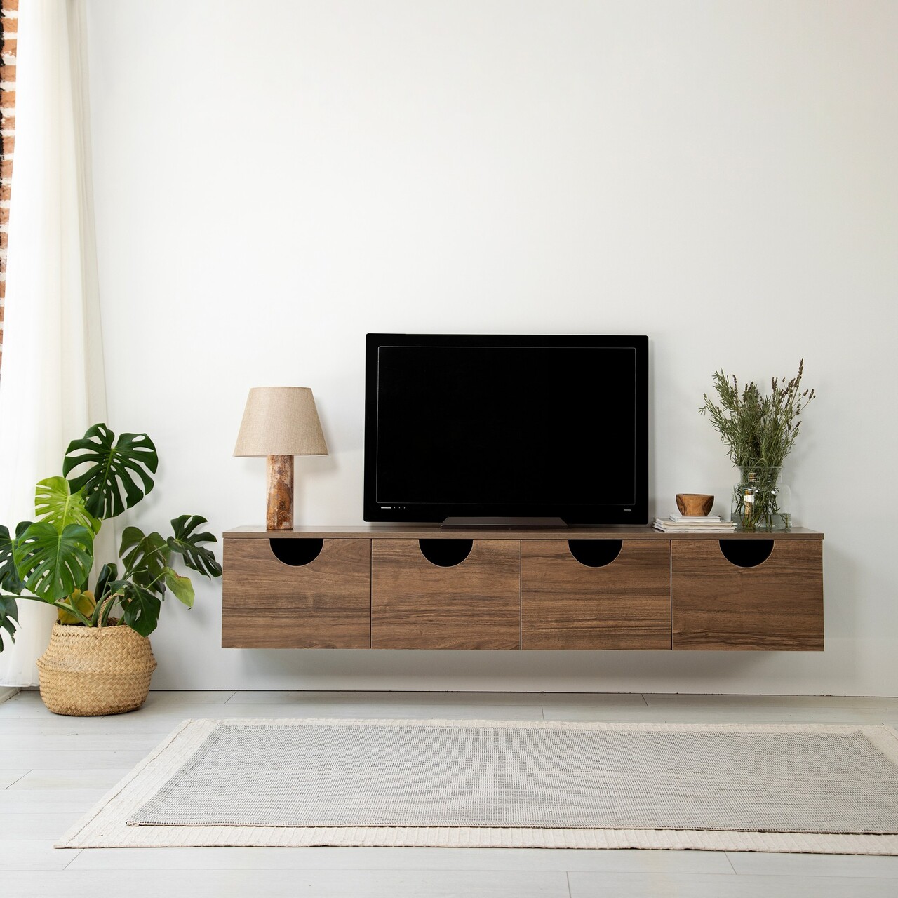 Comoda TV, Neostill, Four Seasons, 180x35x35 cm, Cadru: PAL MELAMINAT 100%., Maro - 1 | YEO