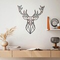 Decoratiune de perete, Deer, Metal, Latime: 60 cm / Inaltime: 65 cm, Multicolor