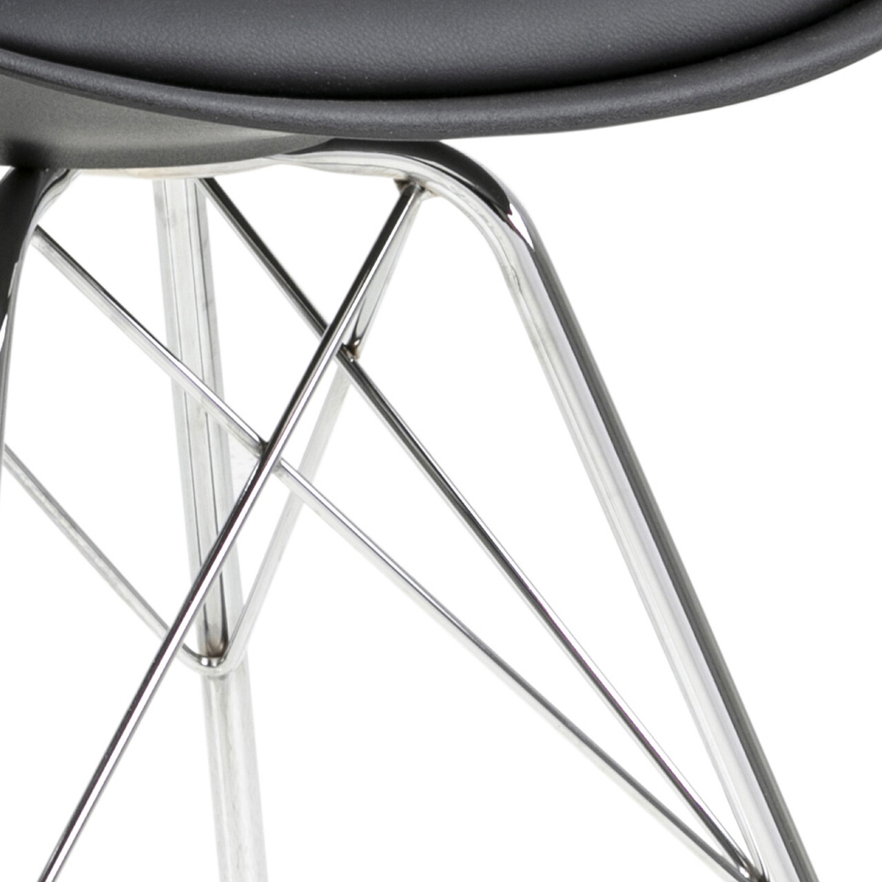 Scaun Eris, Actona, 48.5x54x85.5 cm, piele ecologica/otel, negru/crom - view 4