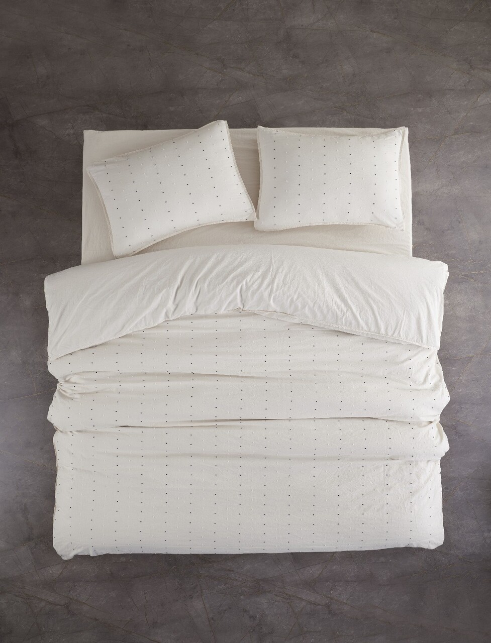 Lenjerie de pat dubla Super King (FR) L'essentiel Maison Encorte Crem/Negru