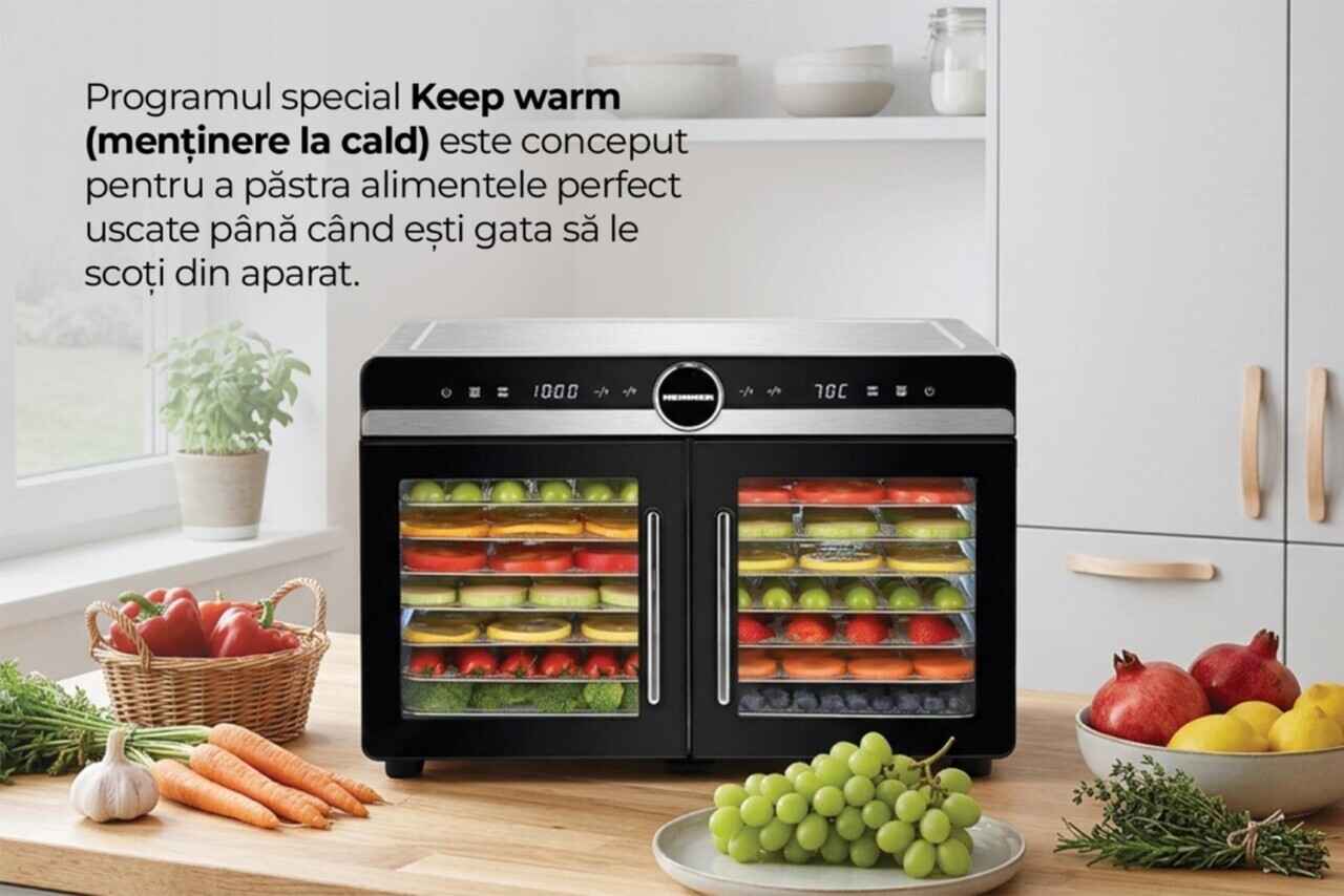 Deshidrator fructe si legume DualDry Elite, Heinner, 1200-1400W, argintiu/negru - view 10