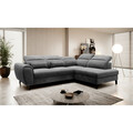 Coltar extensibil dreapta 4 locuri ELTAP, RT-06LO, Noble, 255x201x100 cm, lemn/poliester, gri inchis