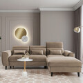 Coltar extensibil dreapta 4 locuri ELTAP, Foble, 267x196x100 cm, lemn/poliester, maro deschis