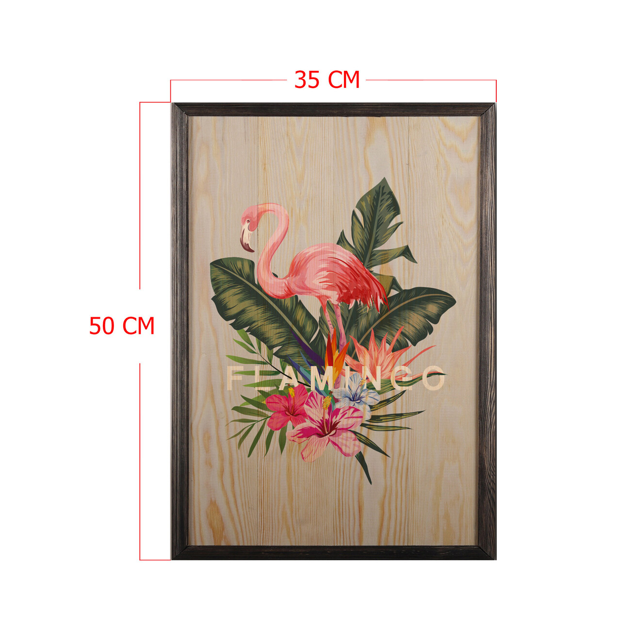 Tablou decorativ, Flamingo, Lemn, Lemn, Multicolor