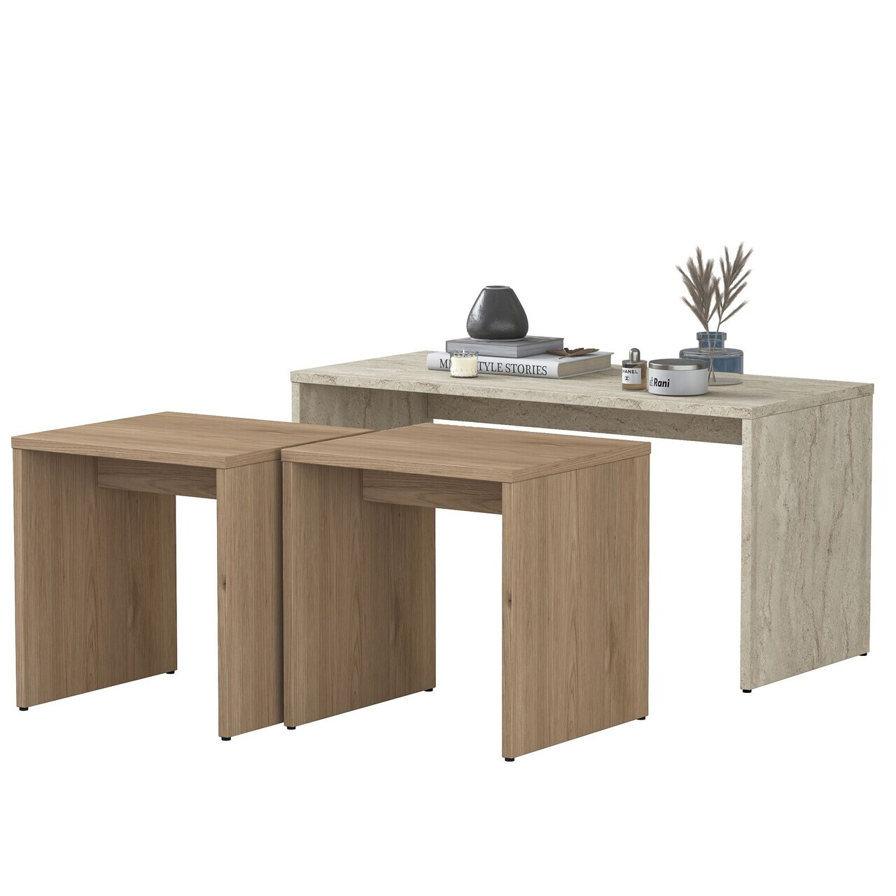 Set masute de cafea, Hanah Home, AB114, PAL melaminat, Travertin - view 7