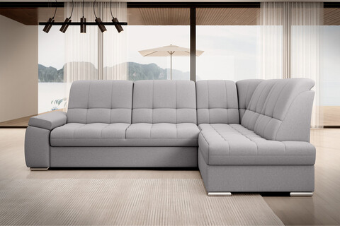 Coltar extensibil dreapta 3 locuri ELTAP, RT-04GO, Sado, 272x192x95 cm, lemn/poliester, gri deschis