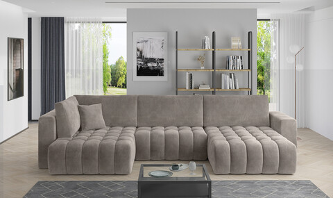 Coltar extensibil dreapta 6 locuri ELTAP, RT-18SO, Bonito, 350x175x92 cm, lemn/poliester, bej inchis
