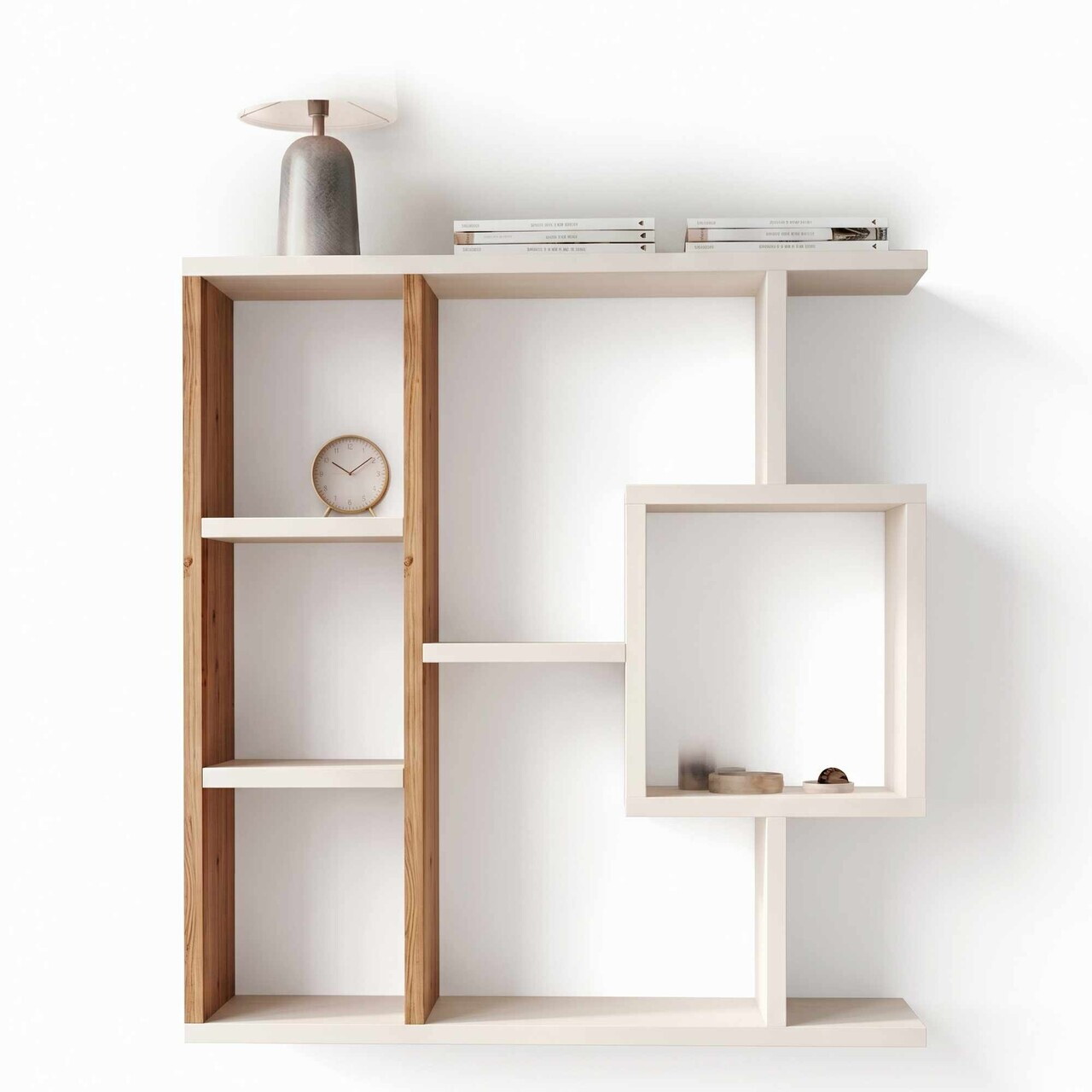 Corp biblioteca, Hanah Home, Yegane, 70.9x74.5x19.7 cm, Pin Atlantic / Alb — imaginea 7