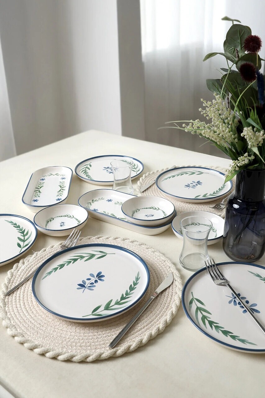 Set de mic dejun, Hermia, 275KRM2562, GRESIE, Antibacterian, Albastru / Verde / Alb — imaginea 5