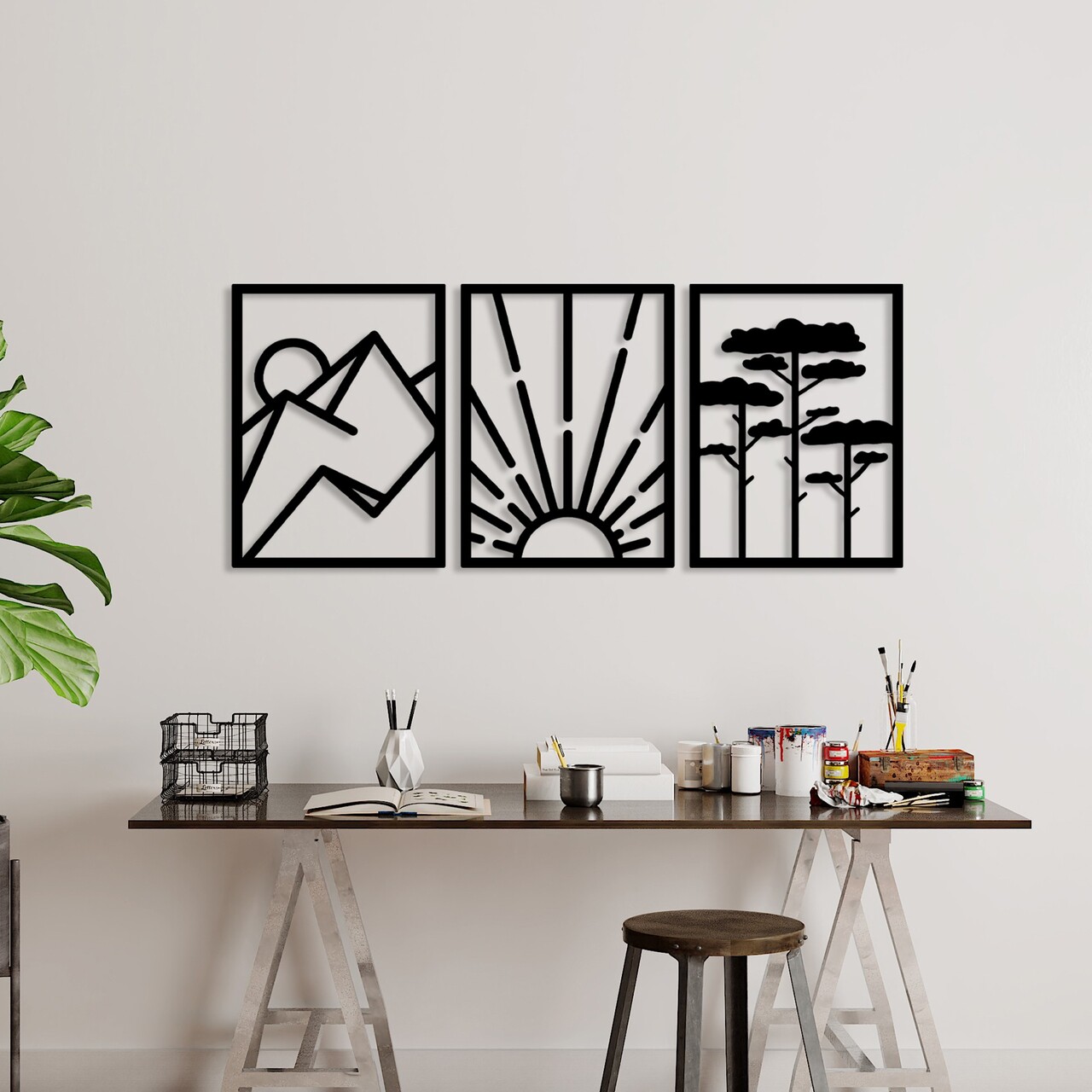 Decoratiune de perete, Vista Trio B, Grosime: 1,5 mm, Negru - view 2