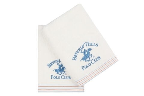 Set 2 prosoape de baie, Beverly Hills Polo Club, 405 White, 70 x 140 cm, 100% bumbac Beverly Hills Polo Club