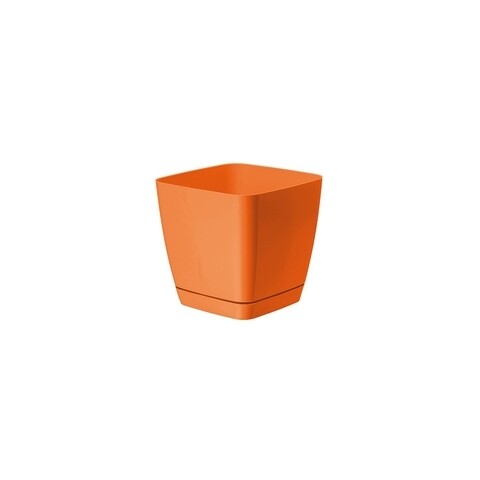 Ghiveci cu farfurie Toscana patrat, 13×13 cm, portocaliu Casa Plastor