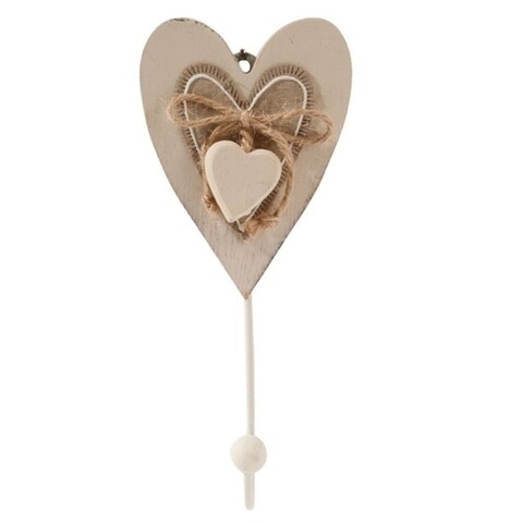 Cuier My Heart, Clayre & Eef, 1 agatatoare, 7x3x15 cm, lemn, maro